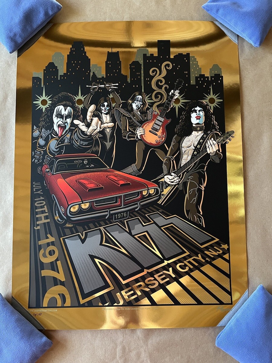 最終価格‼️ KISS サイン入りフォト‼️ KISS JULY 10 1976 JERSEY CITY VARIANT GOLD FOIL POSTER