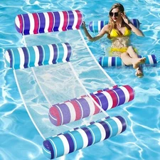 Pool Floats Adult, 2 Pack Inflatable Pool Floats, 4-in-1 Multi-Purpose Rafts