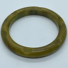 Vintage Bakelite Bangle Bracelet Marbled Green Simichrome Tested