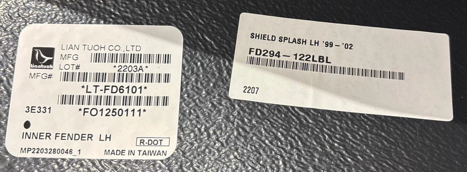 Juego de paneles protectores contra salpicaduras forro guardabarros interior delantero para Ford Mustang 1999-04 - par Foto 3 de 3
