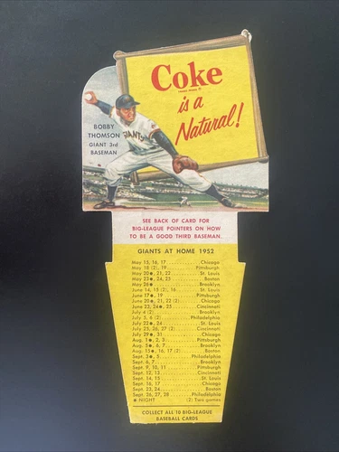 1952 Coca Cola Playing Tips Bobby Thomson (3rd Base, Nice Shape, No Creases)