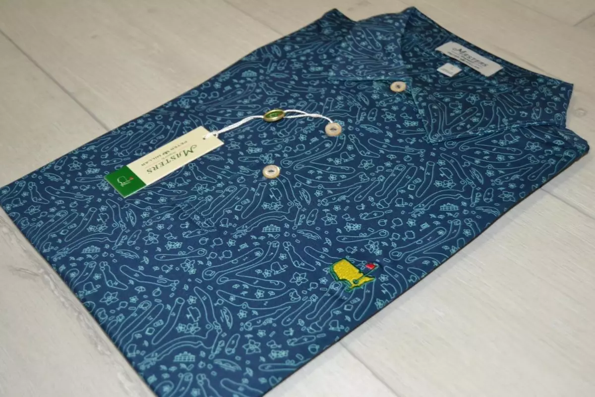 Masters Course Holes Layout Blue Peter Millar Golf Shirt Polo
