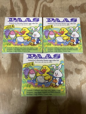 Lot of 3 Vintage PAAS Easter Egg Color Kit New Unopened 1987
