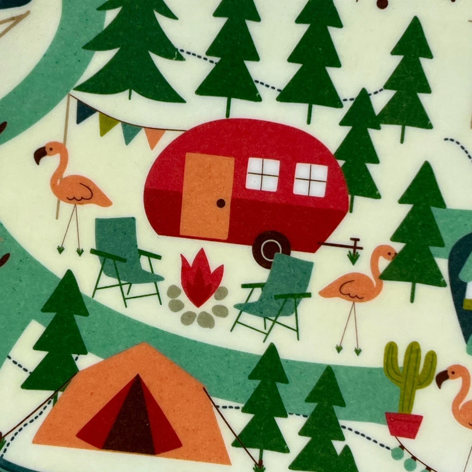 Melamine Dinner Plates Set of 4 Christmas Campers Trailer Summer Outdoors Woodla - Image 2 of 4