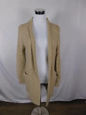 Woven Heart Small Beige Fuzzy Cardigan Open Front Cottagecore