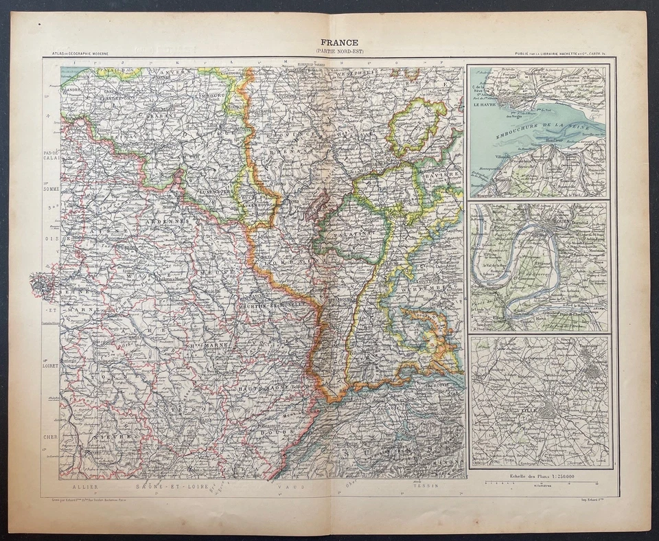 France (Partie Nord-Est) Carte géographique de 1901 - Photo 1/1