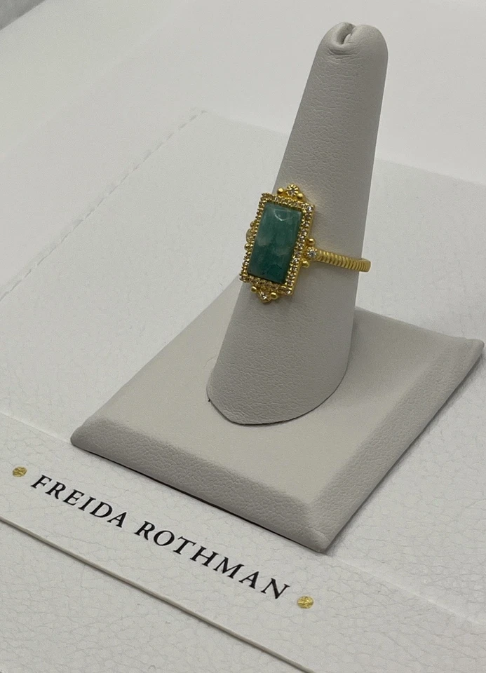 Anillo Freida Rothman Piedra Amzonita Circonita Circonita Talla 8 Foto 3 de 4