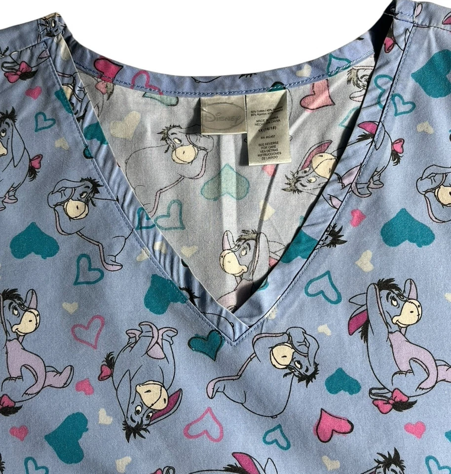 Disney Scrub Top Size 1X Eeyore from Winnie The Pooh Pockets - Image 4 of 4