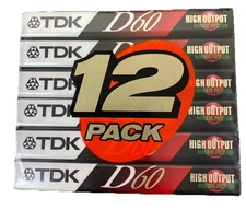12 Pack TDK D60 Blank Cassette Tapes IEC1 Type 1 High Precision Sealed High Out
