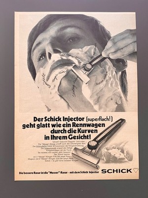Schick Injector Rasierer Klingen Nassrasur 1968 Vintage Ad Werbung Reklame V3