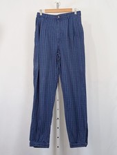 Vintage 80s Pants Blue Plaid Pleated Front Misses Size 12 LL Bean Flaws