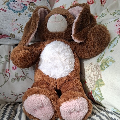 Build A Bear Hase Kaninchen goldbraun. Rosa Herznase, Schlappohren, weißer Bauch. - Bild 8 von 8
