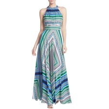 NWT Eliza J Scarf Print Chiffon Maxi Dress Size 2 Vacation Feminine Colorful