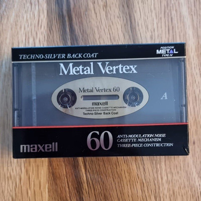 Maxell Metal Vertex 60, 5er Pack, IEC Type IV Metal Kassette Techno-Silver Hülle