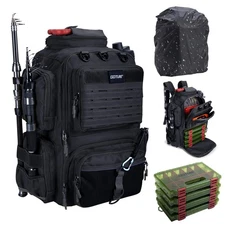 Goture Fishing Backpack, Fishing Tackle Bag, 45L Large Capacity, 900D Oxford Fa_