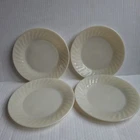 Vintage Fireking Oven Ware Set of 4 Swirl Pearl Ivory Dinner Plates 9 Inches