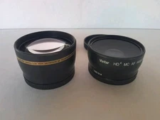 Set of 2 Lenses Vivitar / XIT 58mm Filter Size 2.2X & 0.43X Telephoto Wide Angle