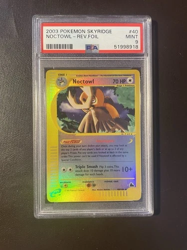 PSA 9 Noctowl Reverse Holo - 40 - Skyridge - Pokemon - Read Description