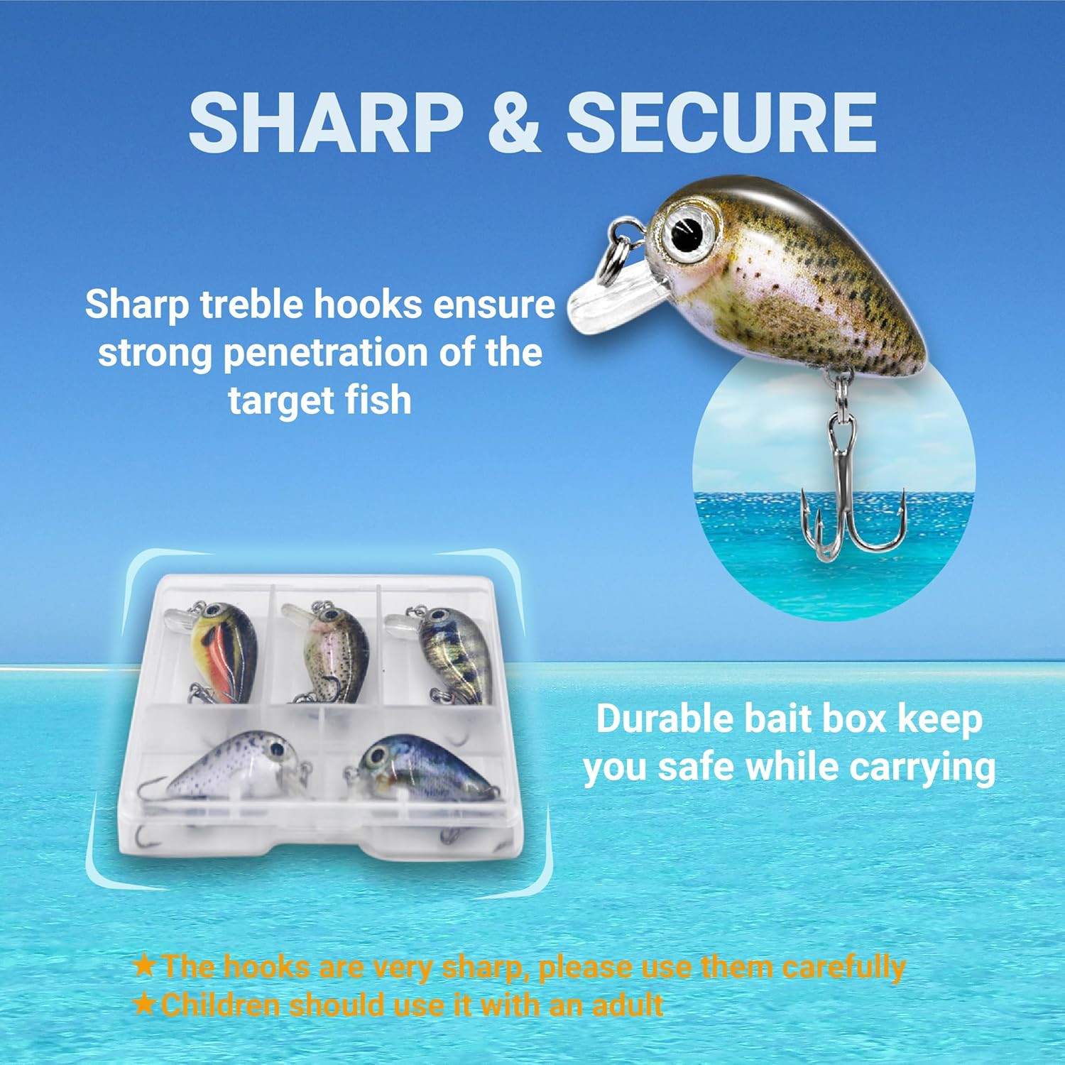 5PCS Micro Crankbait Fishing Lures for Bass Trout Topwater Lures Kit Slow Sinkin - Image 5