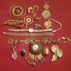 Vintage Costume Jewelry Lot Gold Tone Choker Fringe Pendant Watch Brooches
