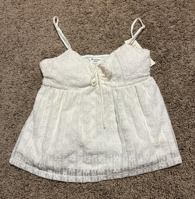 No Boundaries White Floral Lace Camisole Tank Top XS (0-2) Spaghetti Strap