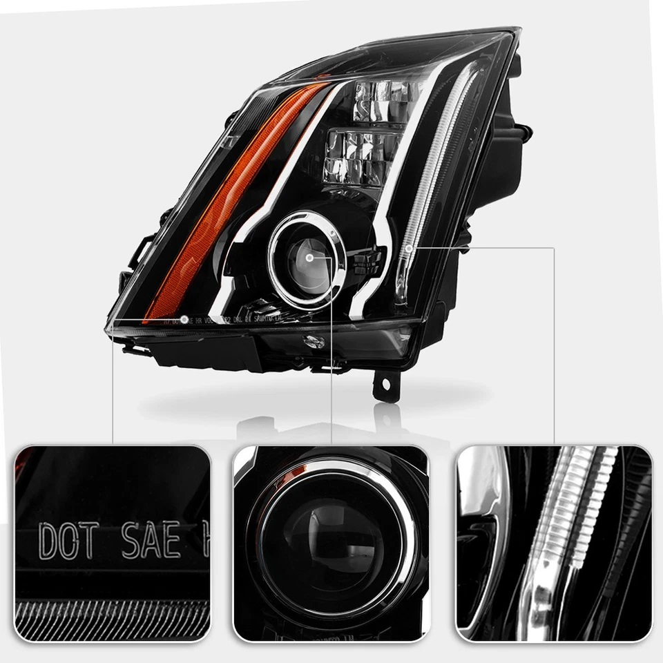 Halogen Upgrade LED Projector Headlights w/o AFS For 2008-2014 Cadillac CTS - Imagem 3 de 4