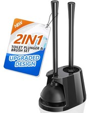 Plunger and Brush Set, Bowl Brush and Heavy Duty Plunger with Ventilated Hold...