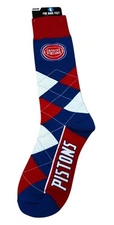 For Bare Feet NBA Detroit Pistons Argyle Lineup Socks New One Size
