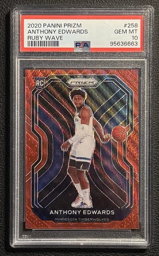 Anthony Edwards #258 2020-21 RC Panini Prizm Ruby Wave Rookie PSA 10 GEM MINT
