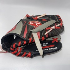 Rawlings S10GB Baseball Glove Black Red Leather Youth Performance Savage 10 in.