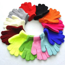 1 Pairs Black+Colours Magic Gloves Kids Boys Girls Children Winter Warm Stretch
