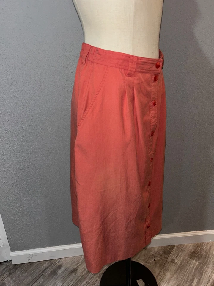 Falda midi TravelSmith vintage con botones delanteros talla 12 nailon coralino para mujer Foto 3 de 4