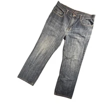 Old Navy Mens Bootcut Blue Denim Jeans Distressed Preppy Tradcore Classic 36x32