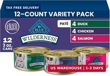 Blue Buffalo Wilderness Variety Pack Adult Pat Wet Cat Food, 3 oz, 12 ct