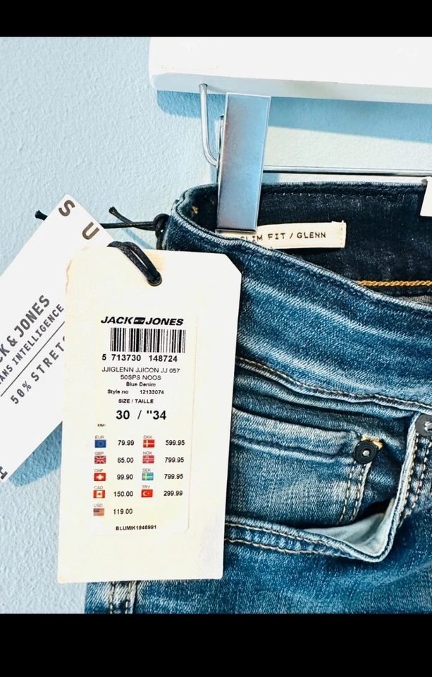 GEILE JACK&JONES SLIMFIT JEANS GLENN W30L34 Mega Vintage Optik!NEU!!mit Etikett! - Bild 3 von 4