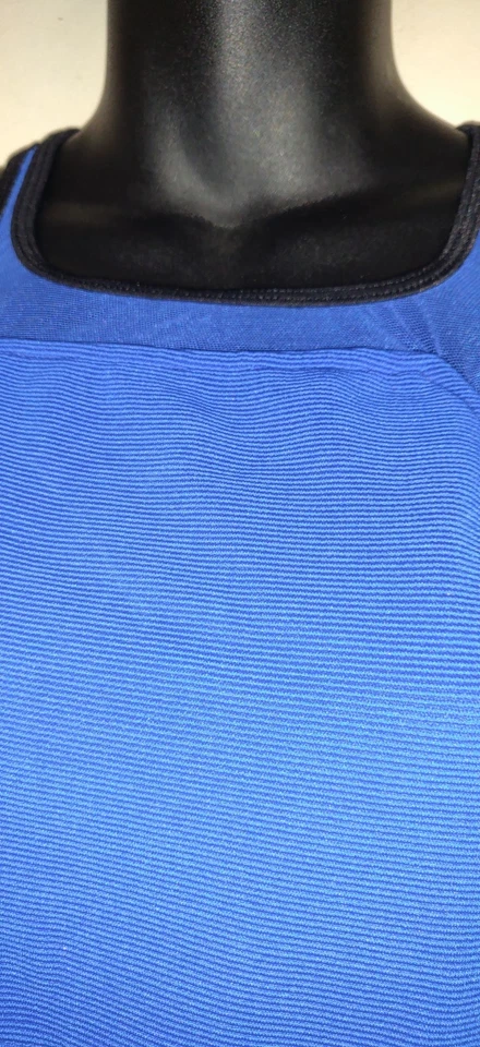 Traje de baño vintage Y2K Jag azul real talla 10 estilo tanque una pieza malla transparente EE. UU. Foto 3 de 4