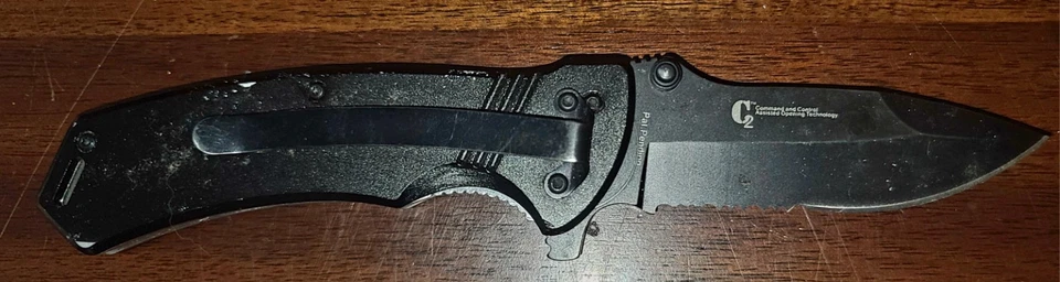 Cuchillo Plegable USMC Marines A/O 4" Parte Dentada Hoja Inoxidable Mango Aluminio Foto 3 de 4