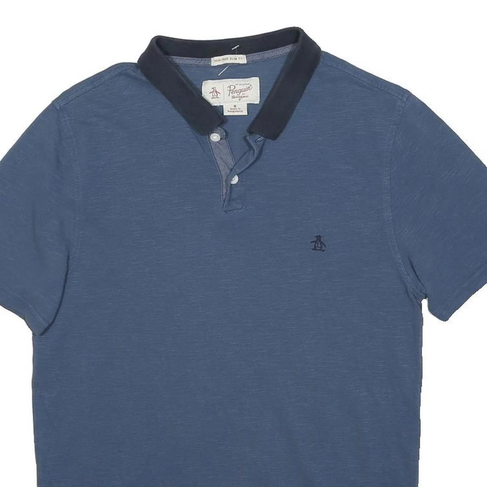 ORIGINAL PENGUIN Polo Uni Bleu Marine Manches Courtes M Coton Mixte - Photo 2/4
