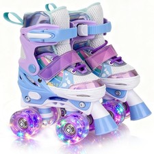 Roller Skates for Kids Ages 5 6 8 12 Year Old 4 Size Adjustable Quad Roller S...