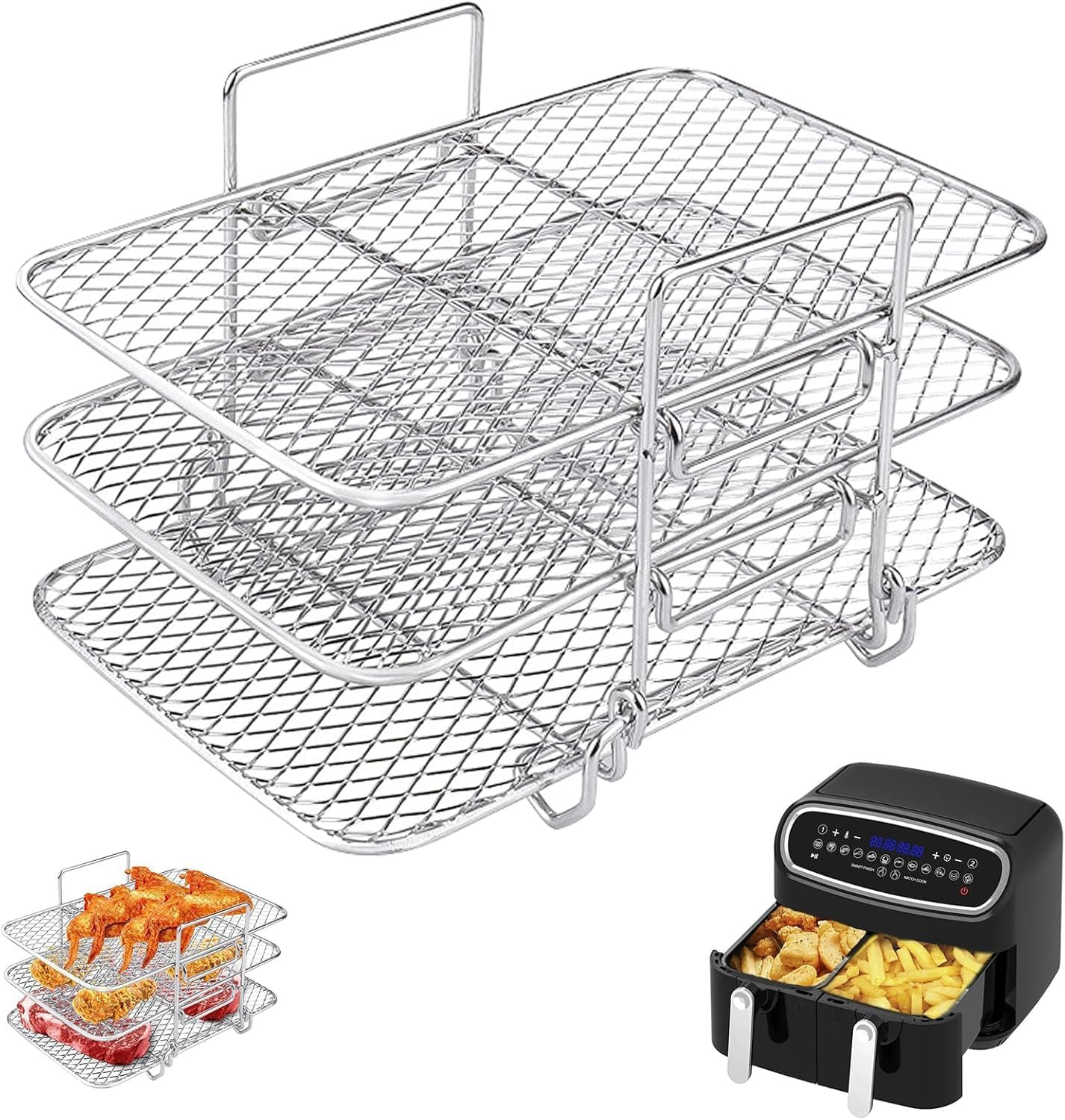Accessorio Griglia Impilabile 3 Strati per Friggitrice Aria Ninja Dual