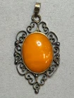 NATURAL OLD ANTIQUE YELLOW BUTTERSCOTCH BALTIC AMBER PENDANT 4,3 gr SILVER 875