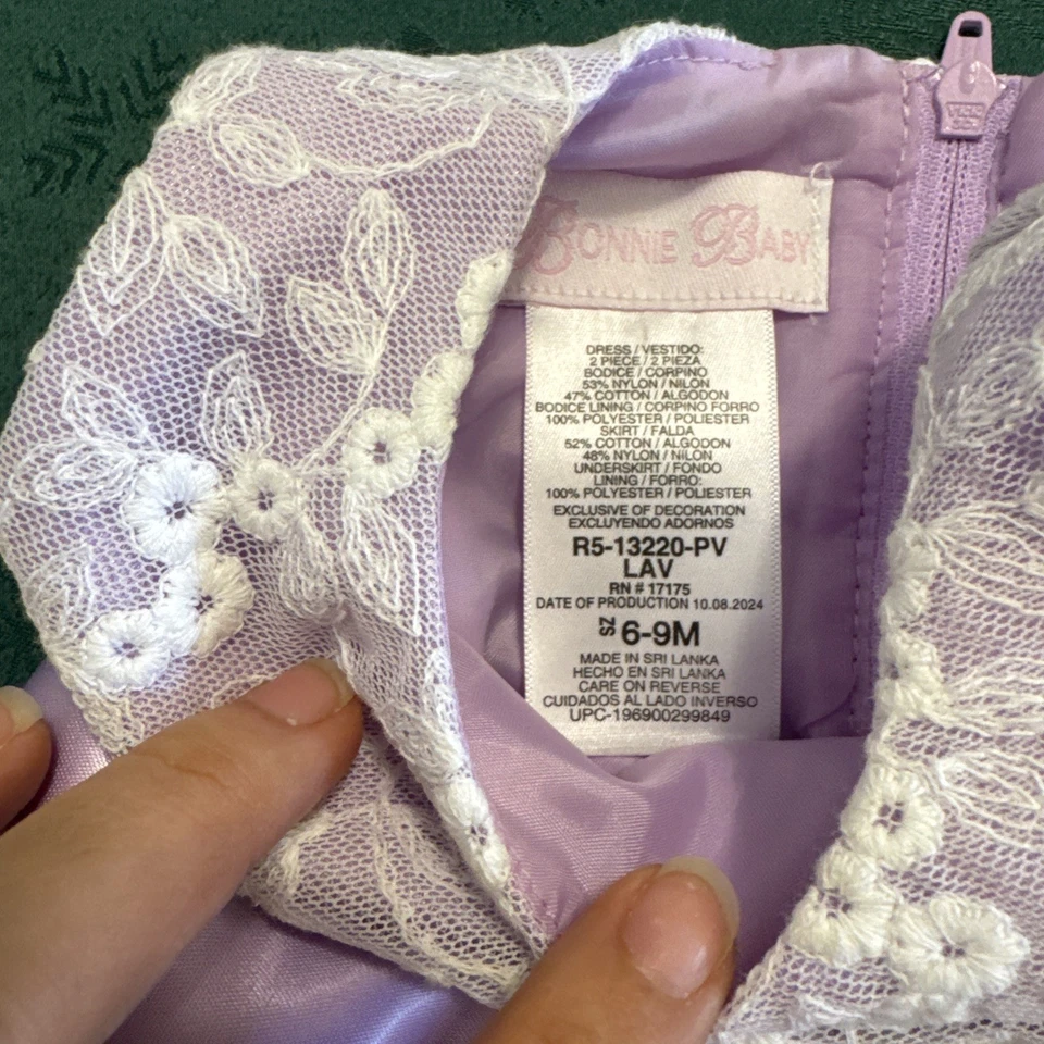 Hermoso Vestido Coquette Púrpura Bebé Niña Talla 6-9 Meses Foto 3 de 4