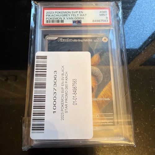 2023 Pokémon SVP EN Pikachu Grey Felt Hat Pokémon x Van Gogh Promo 085 PSA 9