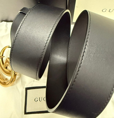 Gucci GG Buckle Black Marmont Wide Leather  Belt Size 95 cm Fit's 32/34 Waist