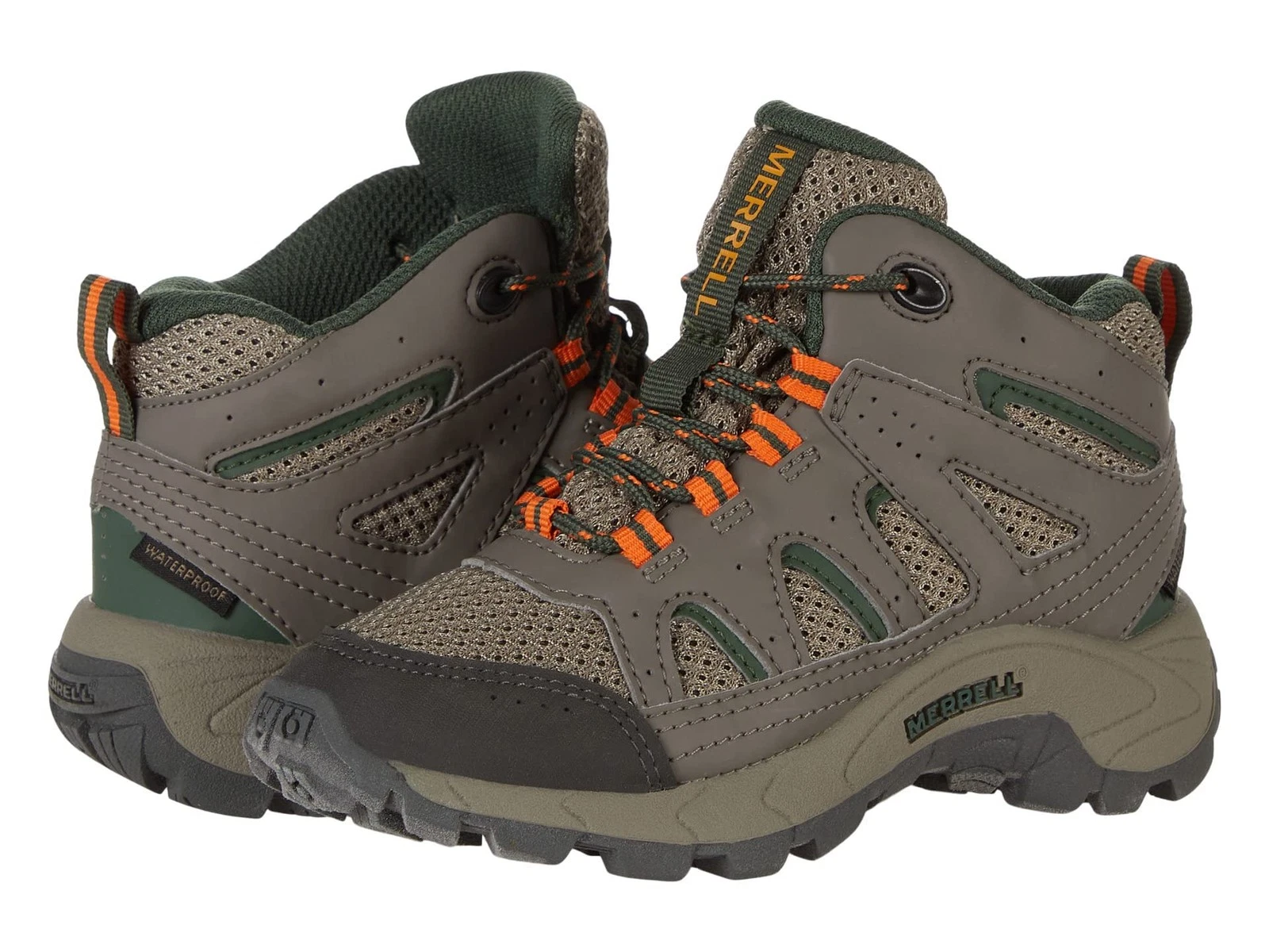 Merrell Unisex Kid's OAKCREEK MID LACE WATERPROOF Backpacking Boot, BOULDER, 7