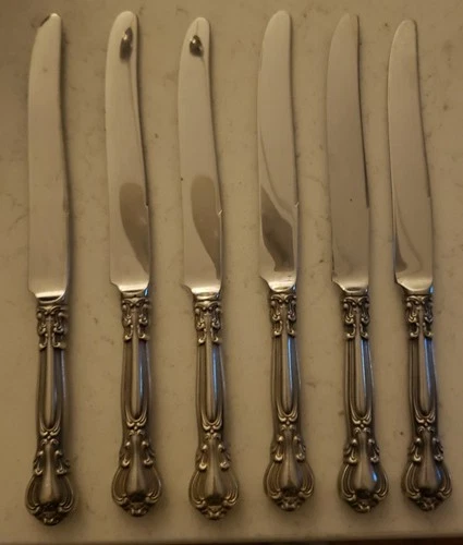 (6) GORHAM Sterling Silver Handle Stainless Blade CHANTILLY Butter Knife Knives