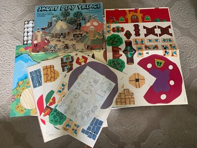 Smurf Play Village Set Vintage 1981 NEW UNUSED UNCUT Peyo Lakeside Games 1980s 