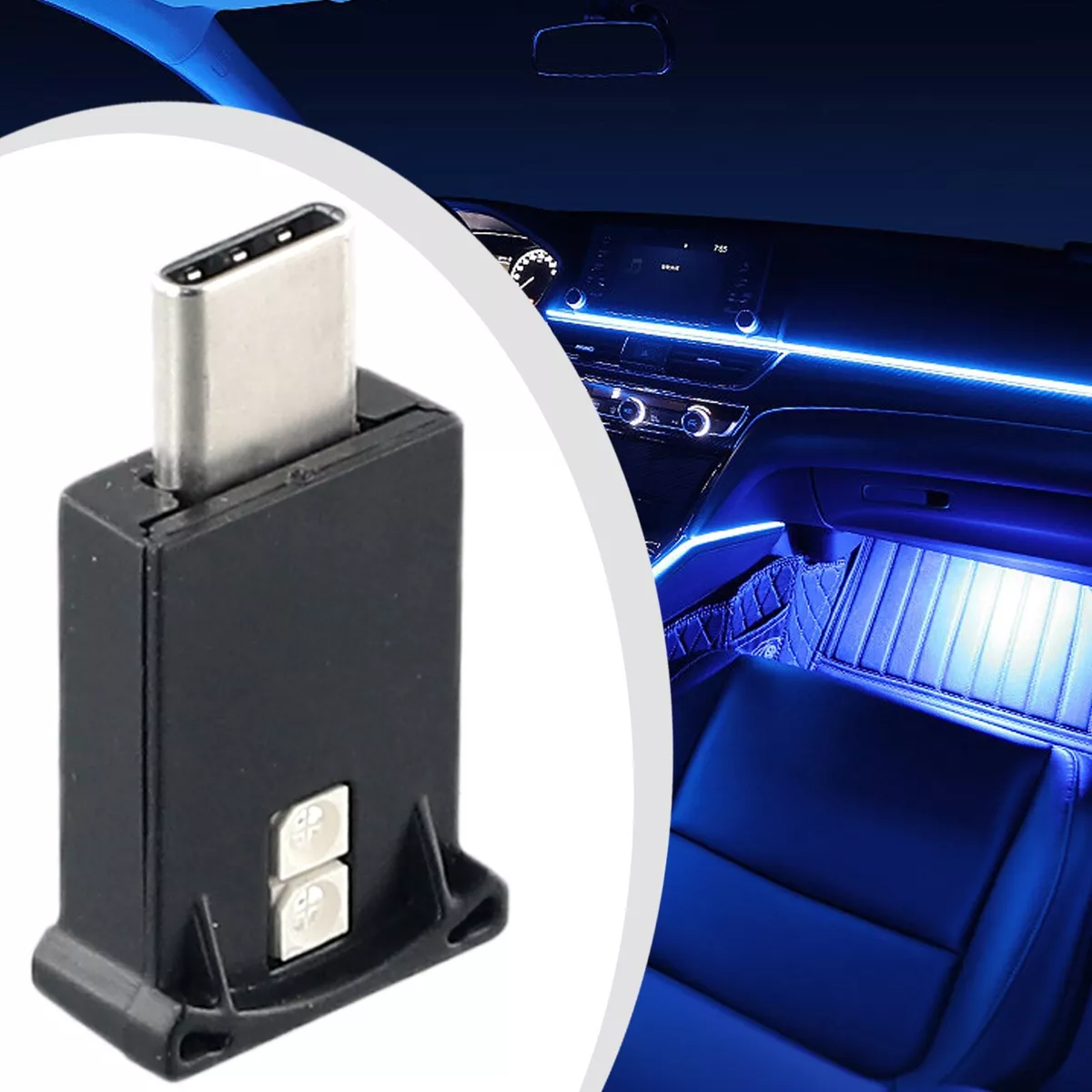 Mini USB-C Type-C LED Car Interior Light Neon Atmosphere Ambient Lamp Bulb  Decor