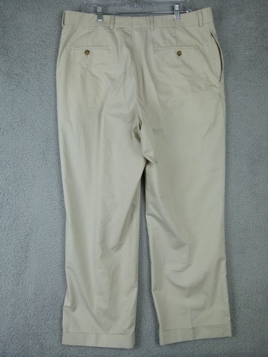 Haspel Mens 36x30 Beige Pleated Cuffed Cotton Blend Dress Pants - Picture 5 of 6