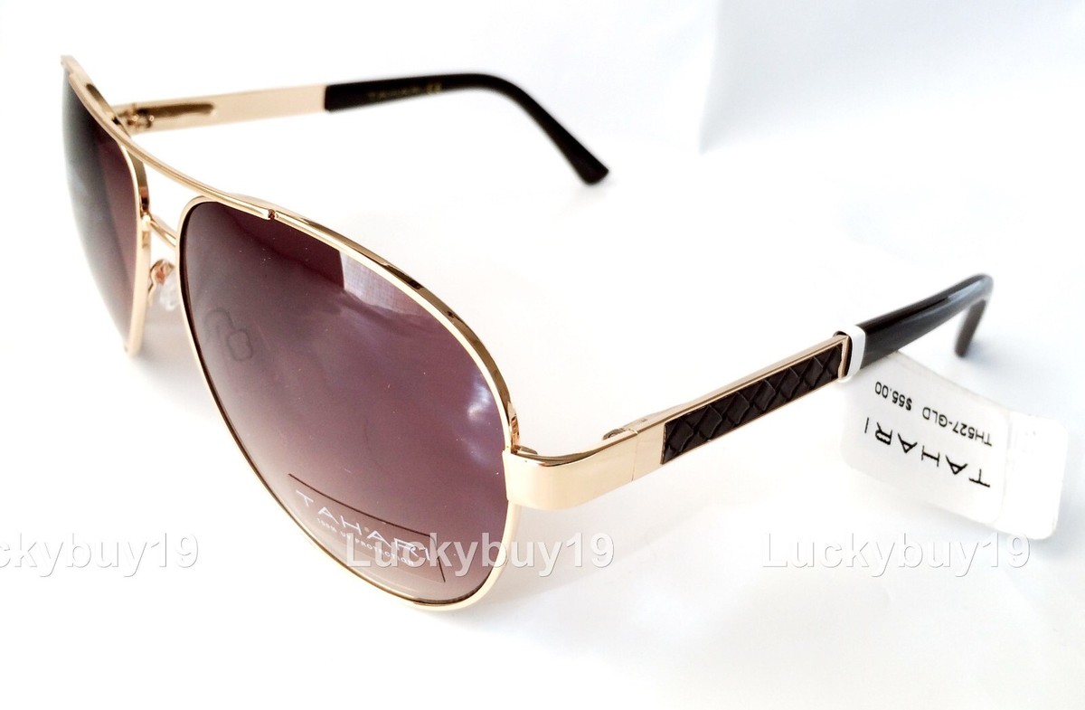 TAHARI Aviator Sunglasses Gold Brown Metal Frame Gradient Lens TH527 GLD, NWT Tahari Aviator Sunglasses Gold Brown Metal Frame Gradient  main image 3